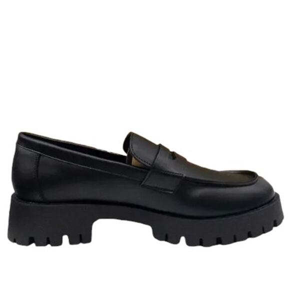 Steve Madden Platform Lug Sole Penney Loafers Black Women's sizes 6 7 8.5 9 10 - Picture 1 of 6